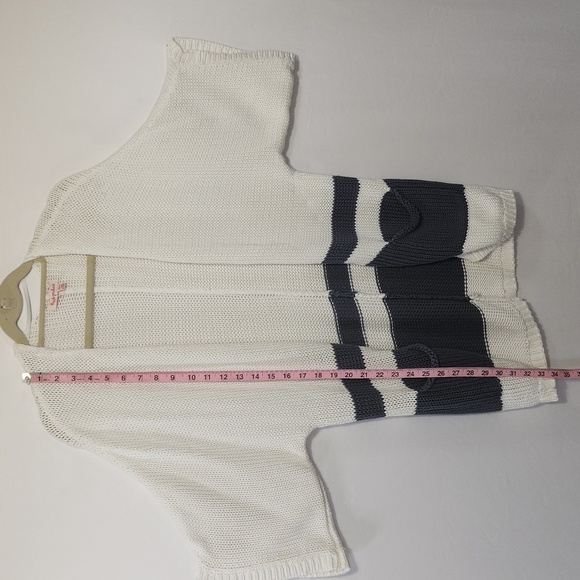 Fresh Produce White Grey Loose Knit Slouchy Front Pockets Cardigan Size XS/S - Picture 11 of 14